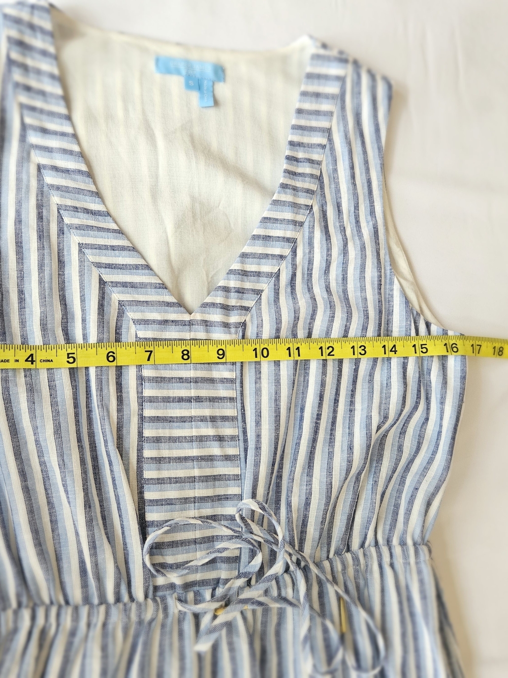 Draper James RSVP Striped Linen Blend Ruffle Hem Sleeveless Dress Size S - Picture 11 of 13